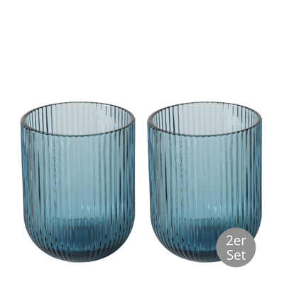 Wasserglas blau gerillt 2er-Set