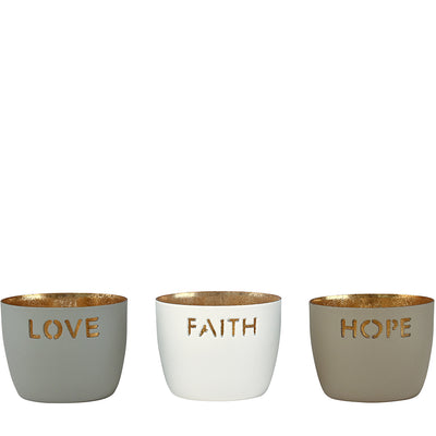 Windlicht Madras Love Faith Hope 3er-Set klein