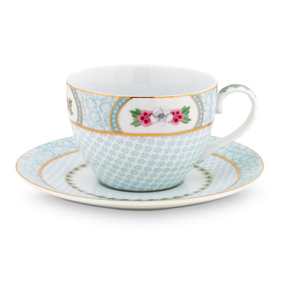 Pip Studio Cappuccino Tasse mit Teller Blushing Birds weiß