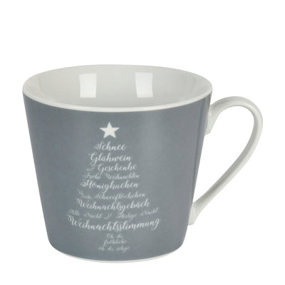 Krasilnikoff Happy Cup Christmas words grau