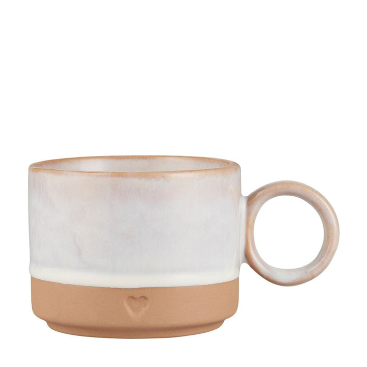 Ib Laursen Tasse Herz matt weiß-braun