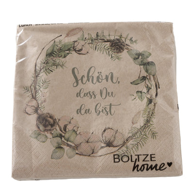 Serviette Yuton Blumen Naturfarben