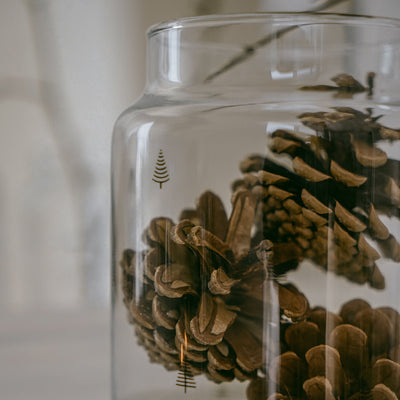 Eulenschnitt Glas Vase Tannen schwarz groß