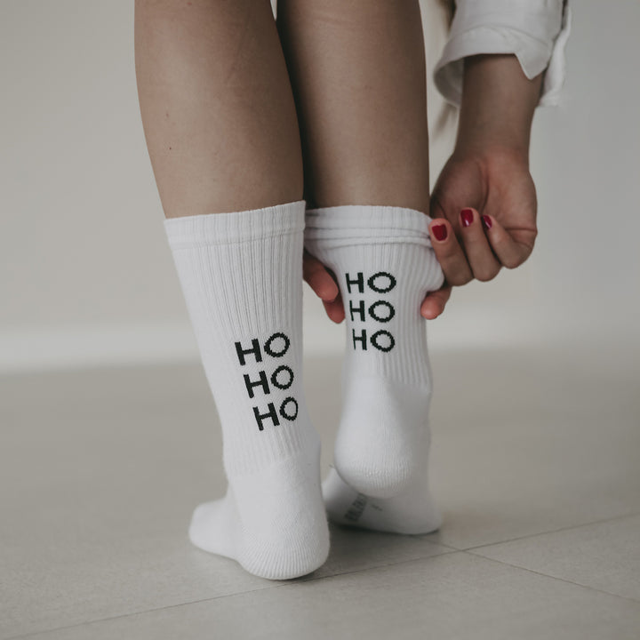 Eulenschnitt Socken Ho Ho Ho weiß Größe 35-38