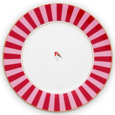 Pip Studio Speiseteller Love Birds rot gestreift 26,5 cm