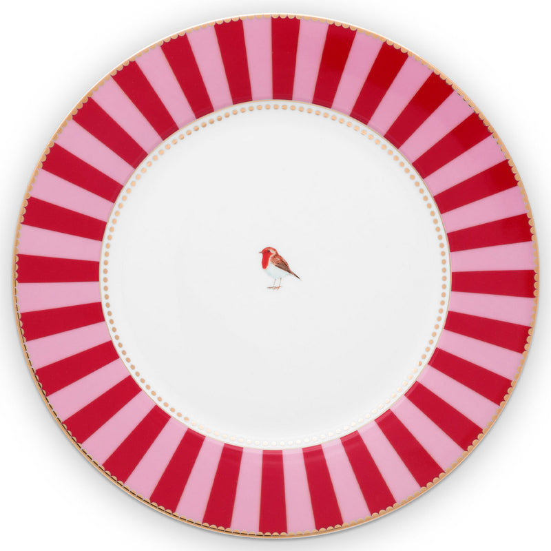 Pip Studio Speiseteller Love Birds rot gestreift 26,5 cm