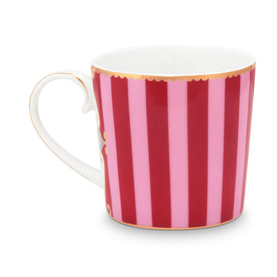 Pip Studio Tasse Love Birds Medaillon rot gestreift klein