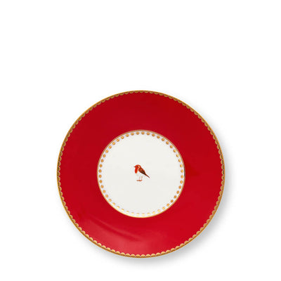 Pip Studio Espresso-Tasse mit Teller Love Birds Rot gestreift