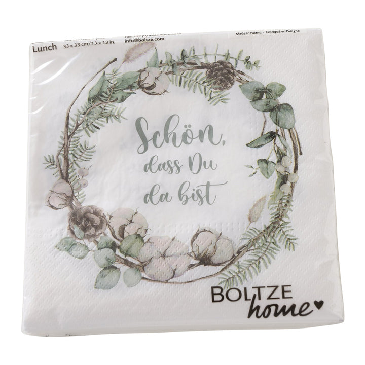 Serviette Yuton Blumen Weiß